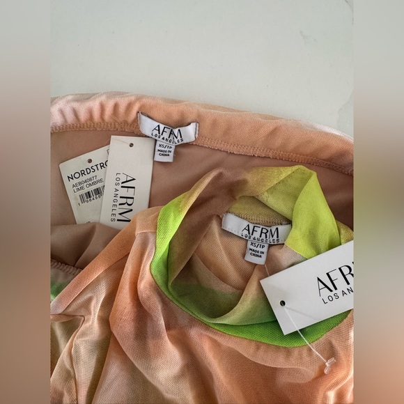 NWT | AFRM | Lynch Mesh Midi Skirt and Mock Neck Top Set In Lime Ombre | Sz XS - Picture 4 of 7